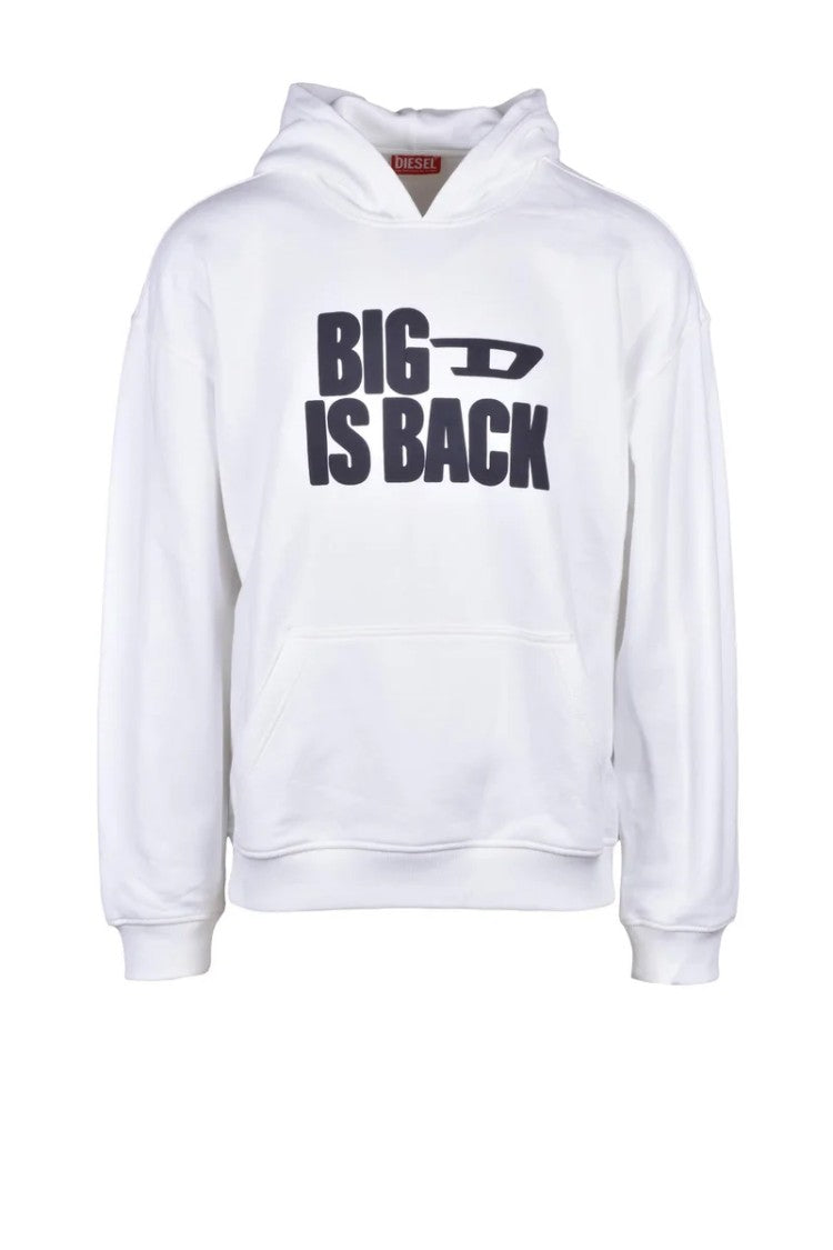 Diesel White Graphic Cotton Hoodie