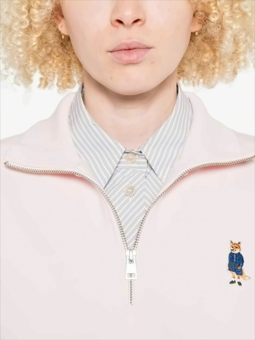 Maison Kitsuné Half-Zip Sweatshirt With Embroidered Fox Motif
