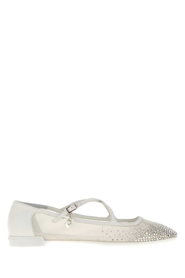 Jimmy Choo White Mesh Eleri Ballerinas