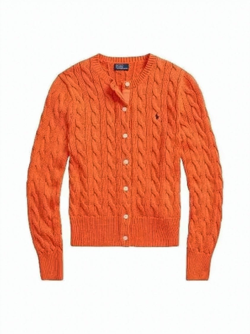 Polo Ralph Lauren Cable Knit Cardigan With Crew Neckline And Button-Down Front