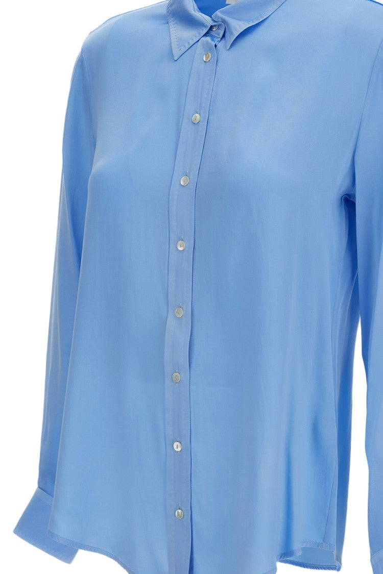 Q-Wins Clear Blue Long-Sleeve Shirt With Classic Collar