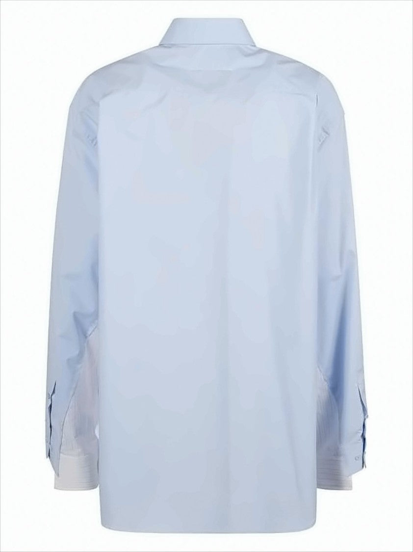 Mm6 By Maison Margiela Relaxed Fit Blue Shirt With Classic Collar