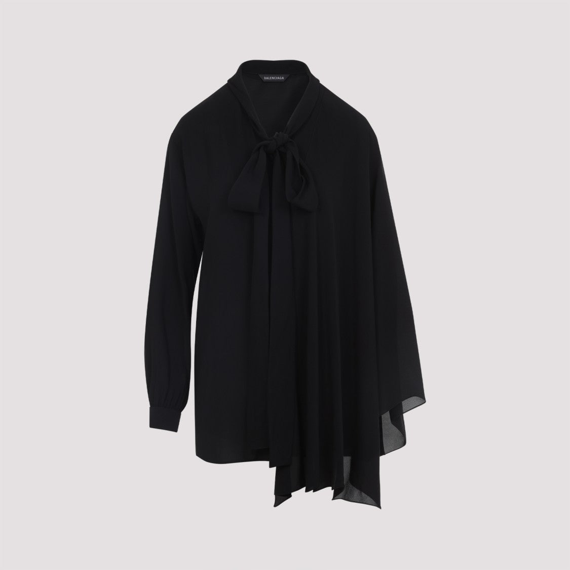 Balenciaga Black Silk Scarf Blouse