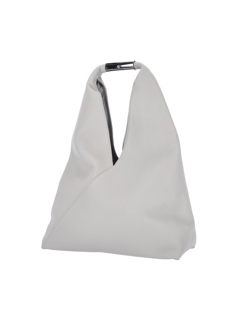 Mm6 By Maison Margiela Grey Hammered Leather “Japanese” Shoulder Bag
