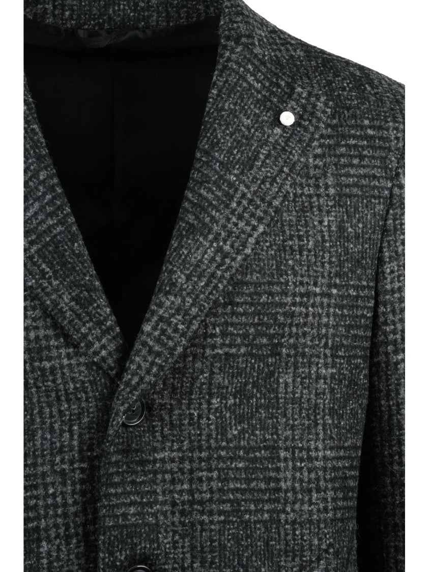 Luigi Bianchi Grey-Black Wool-Blend Coat