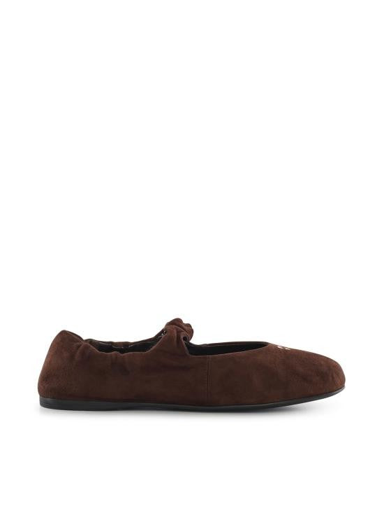 Miu Miu Lambskin Flats With Elasticized Back And Suede Texture
