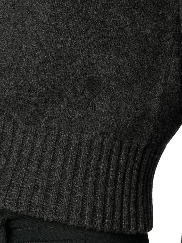 Ami Paris Crewneck Sweater With Embroidered Heart Detail