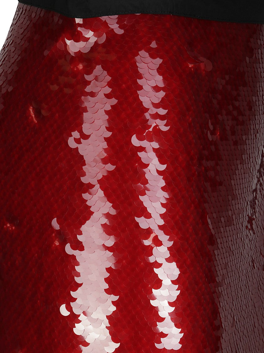 Maria Calderara Maxi Side Slit Sequin Skirt With Taffeta Band