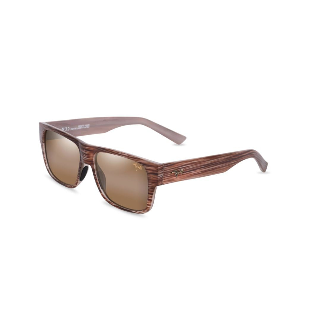 Maui Jim Keahi Rectangular Woodgrain Sunglasses With Brown-Tinted Lenses