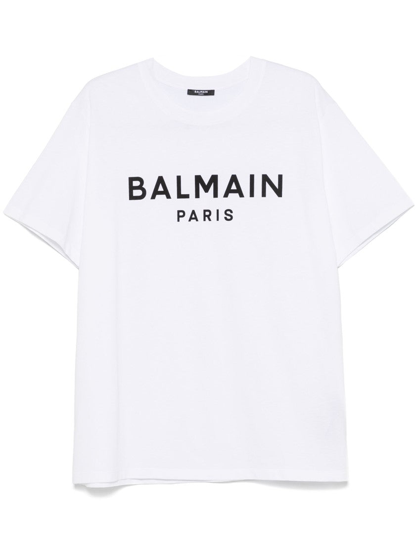 Balmain White T-Shirt Organic Cotton Logo T-Shirt
