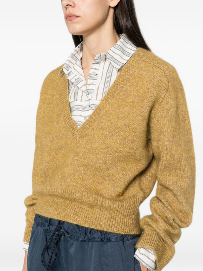 Ganni Mohair Blend Soft V-Neck Sweater