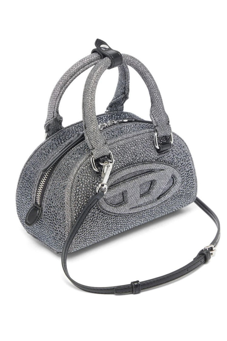 Diesel Grey Cutout D-Logo Dual Top Handle Polyester Tote Bag