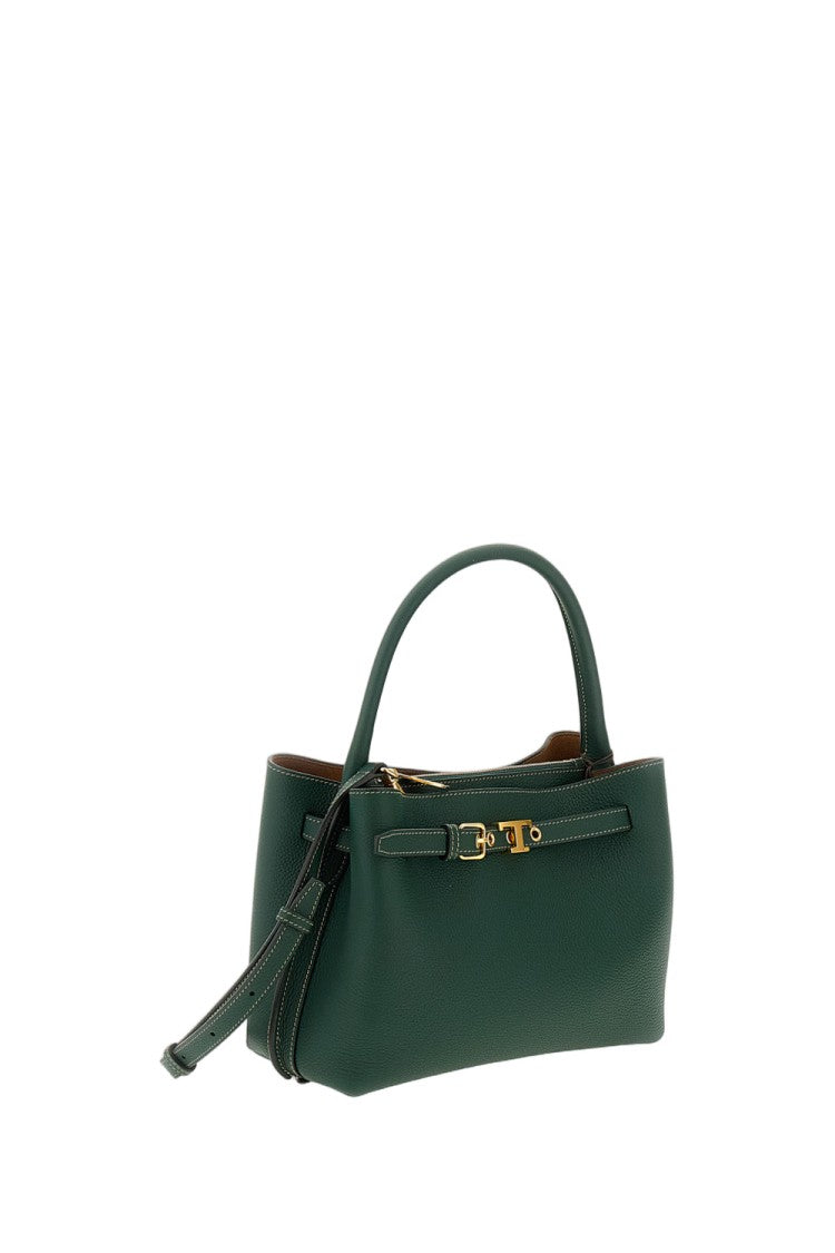 Tod's Green T Timeless Small Leather Handle Bag