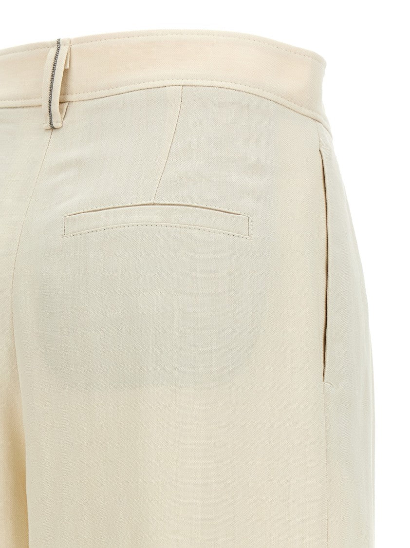 Brunello Cucinelli Linen Blend Crossed Palazzo Pants