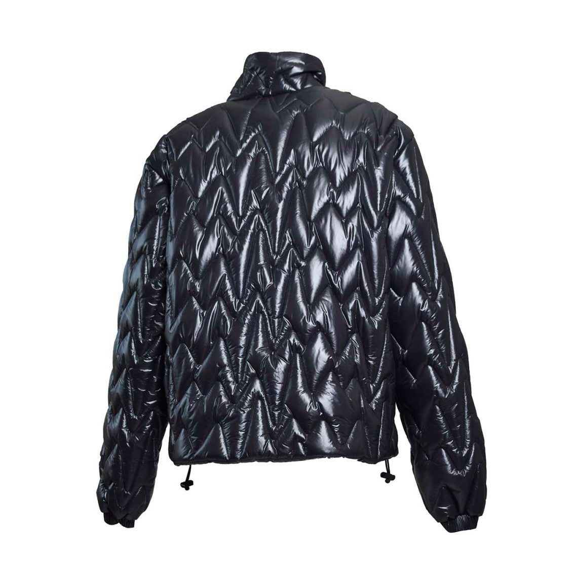 Msgm Black Quilted Jacket With "Themwave" Pattern