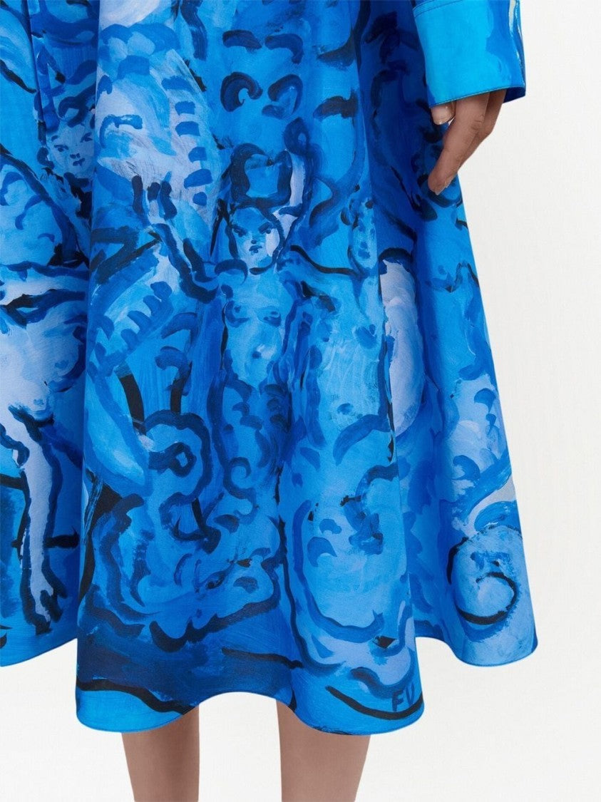 Marni Painterly-Print A-Line Skirt