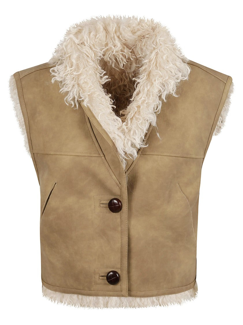 Isabel Marant Sleeveless Double-Faced Shearling-Effect Jacket