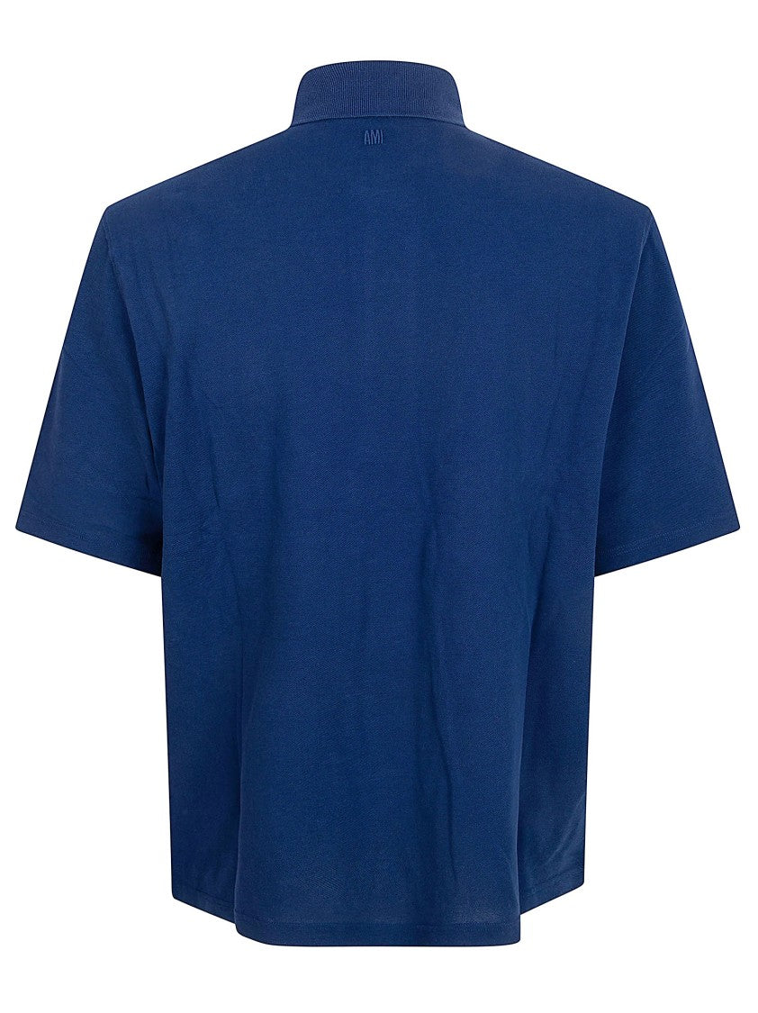 Ami Paris Classic Piqué Cotton Polo Shirt With Embroidered Logo
