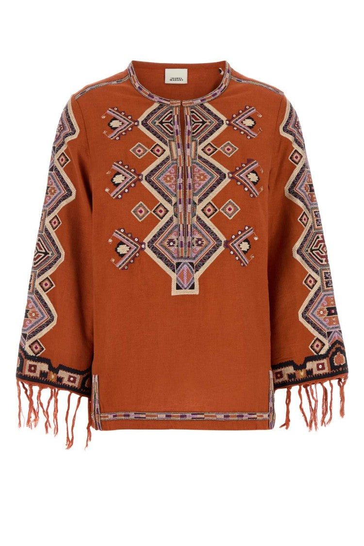 Isabel Marant Orange Silk Zelda Blouse