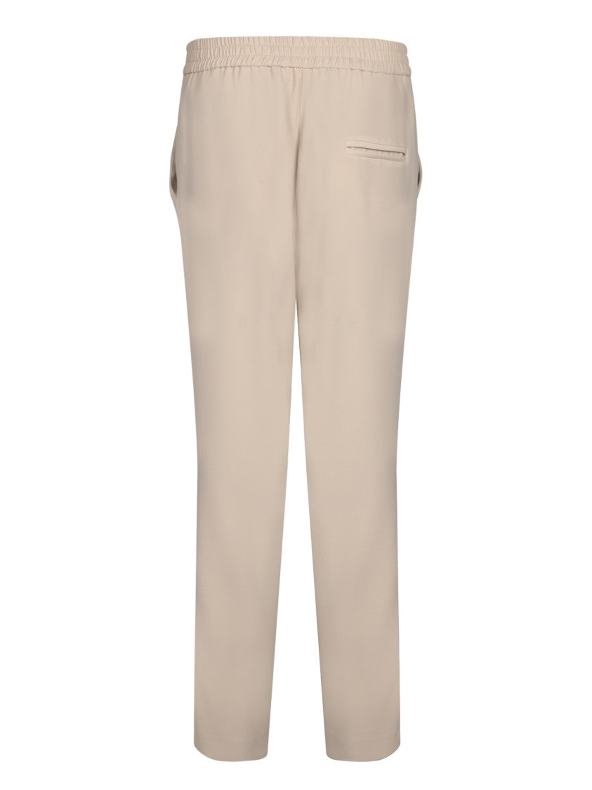 Blanca Vita Tapered Beige Trousers With Elastic Waistband And Welt Pockets