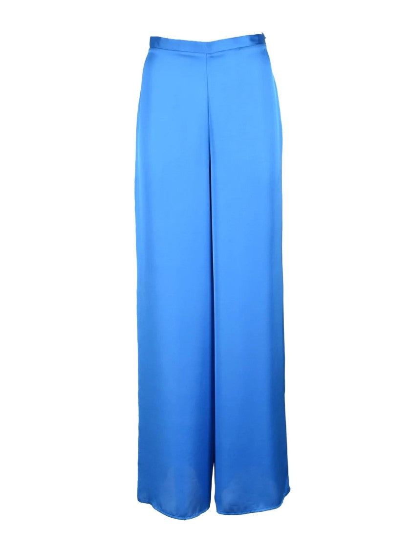 Simona Corsellini Light Blue Satin Wide-Leg Pants