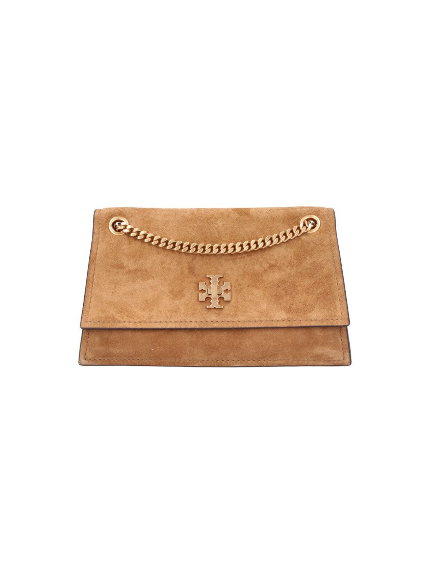Tory Burch Brown Suede Mini Kira Turnlock Shoulder Bag
