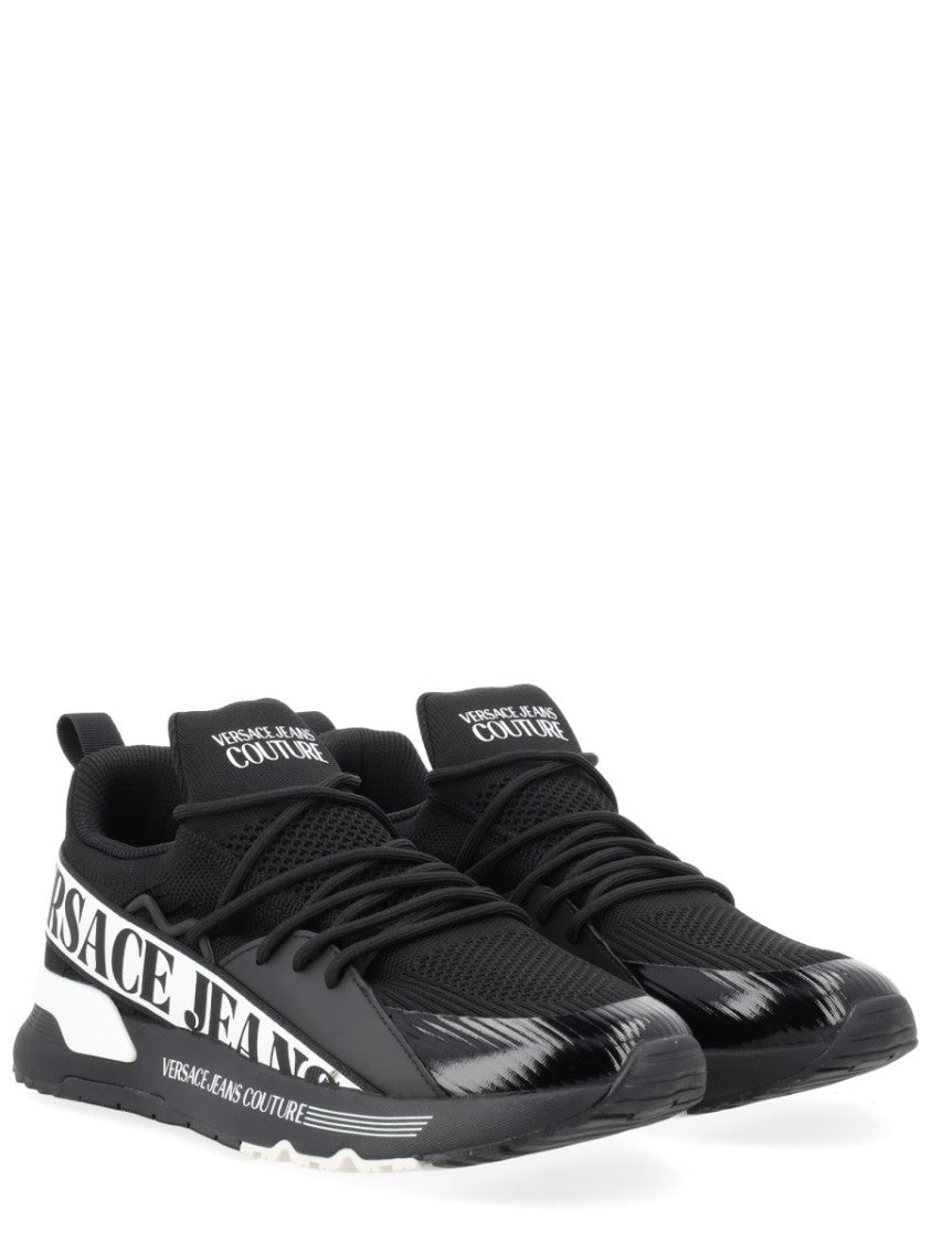 Versace Jeans Couture Black Mesh Glossy Overlays Sneakers