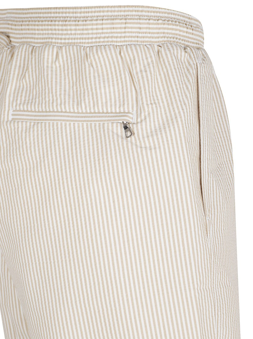 Orlebar Brown Neutral Vertical Stripe Drawstring Swim Shorts