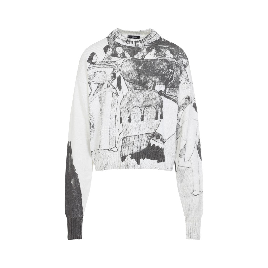 Enfants Riches Déprimés Cropped Graphic Print Sweater With Contemporary Appeal