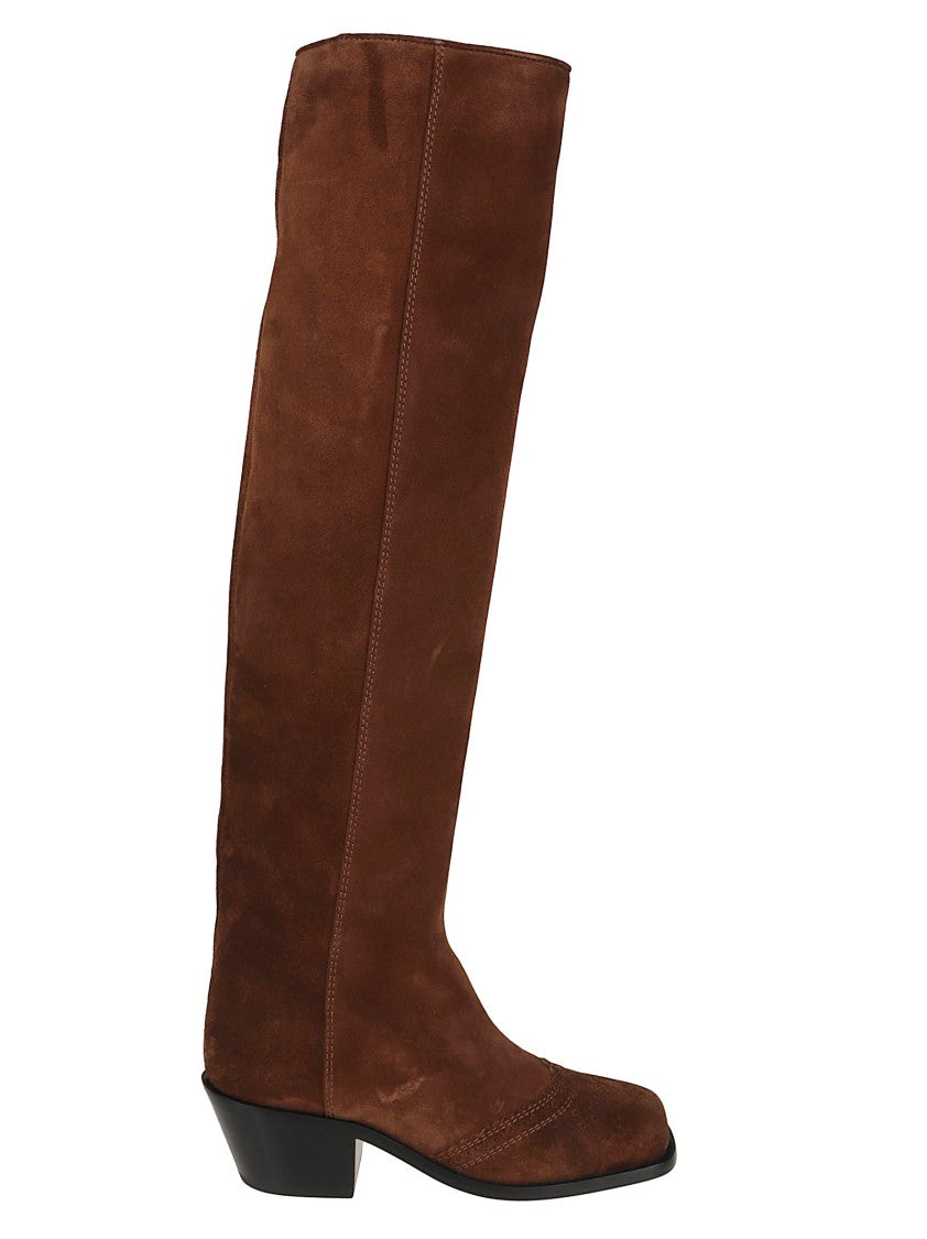 Ermanno Scervino Tall Ankle Boots In Suede Leather
