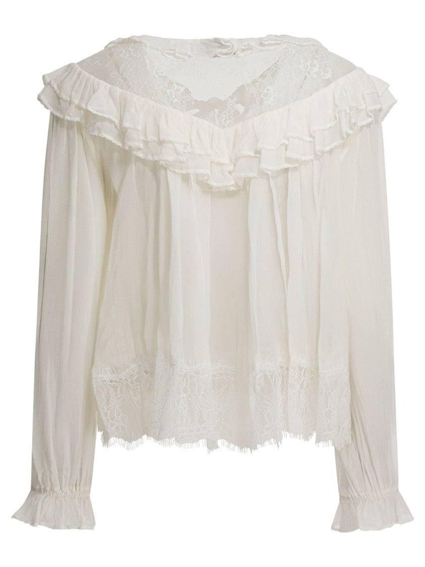 Self-Portrait Georgette Lace Blouse