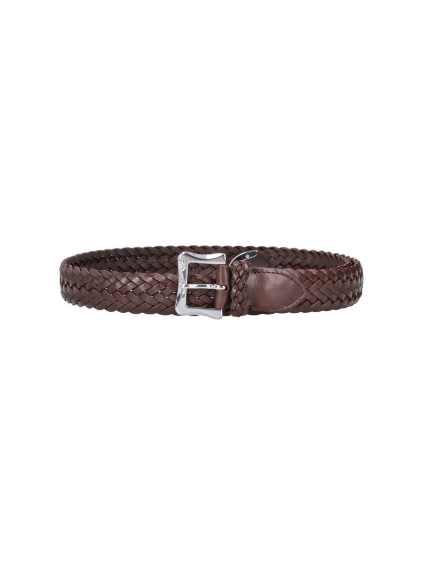 J&M Davidson Brown Braided Calf Leather Belt