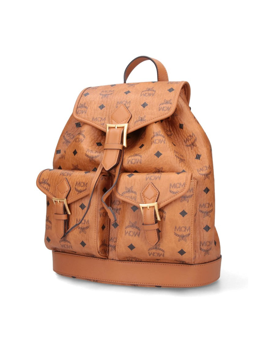 Mcm "Aren" Small Backpack, In Brown "Visetos"