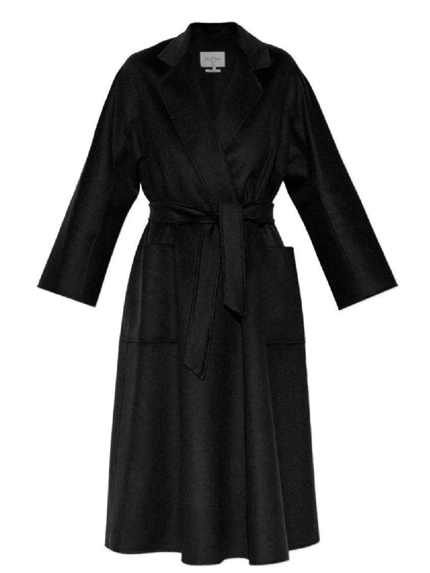 Max Mara Long Black Cashmere Wrap Coat