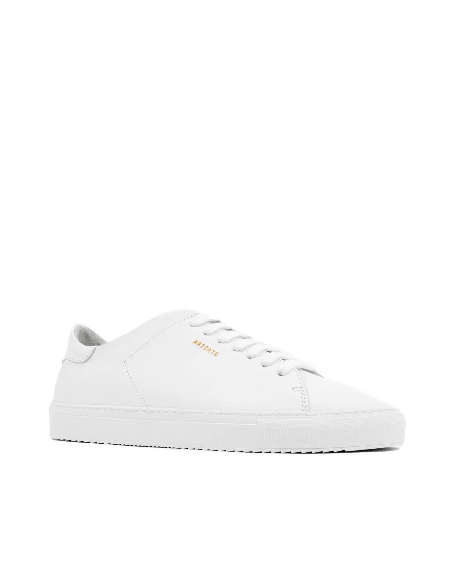 Axel Arigato Clean 90 White Low-Top Sneakers With Gold Logo Detail