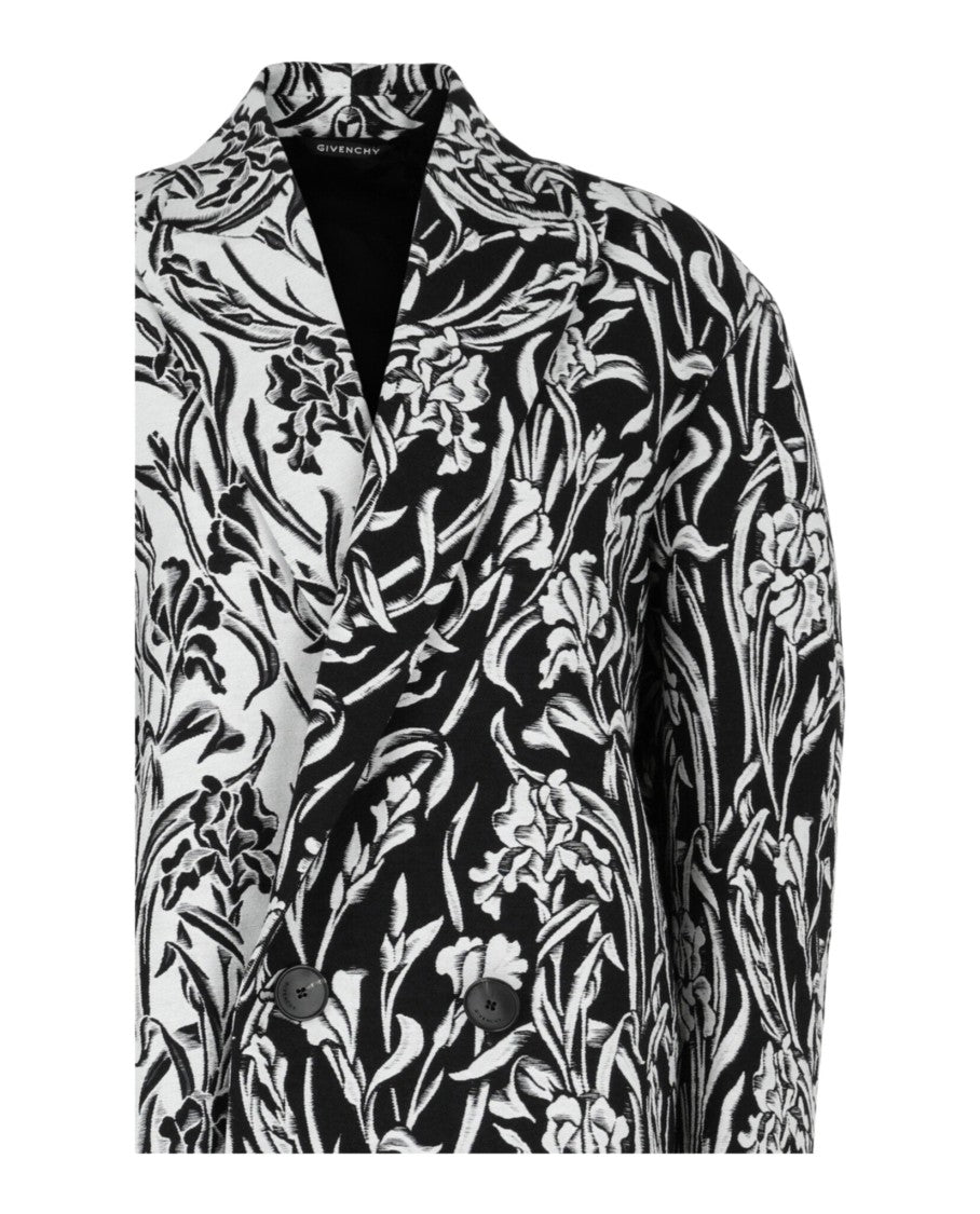 Givenchy Double-Breasted Floral Jacquard Coat