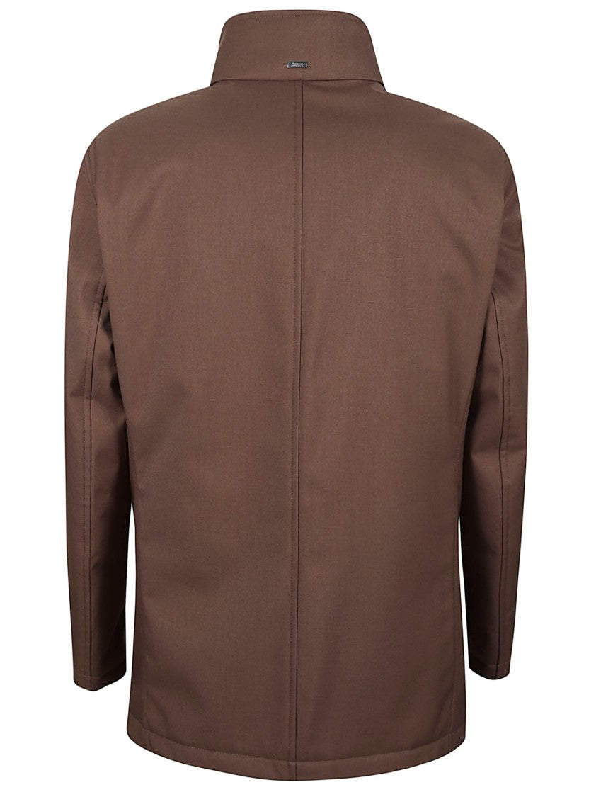 Herno Twill Carcoat With Faux Fur Lining And Double-Zip Closure