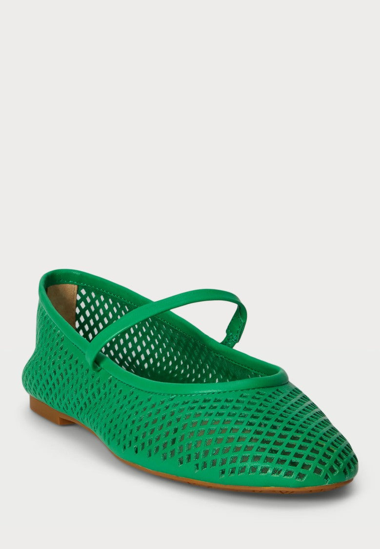 Lauren Ralph Lauren Green Jayna Mj Perforated Ballerina Flats