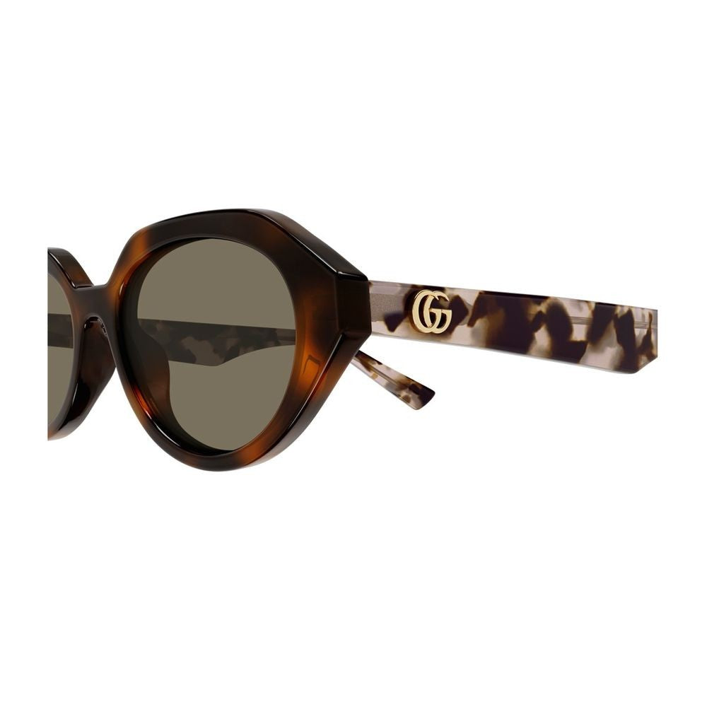 Gucci Geometric Oval Sunglasses With Gold-Tone Double G Logos Gg2178s Linea Emblem