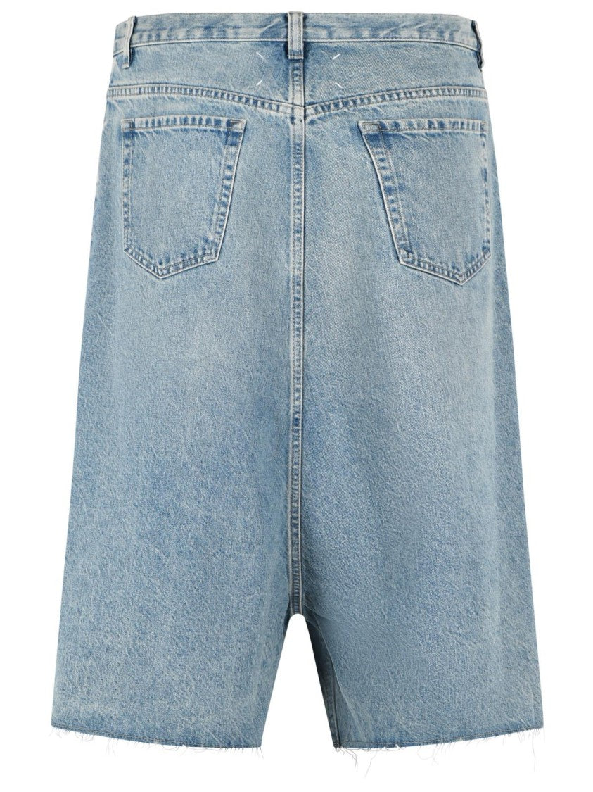 Maison Margiela Light Blue Cotton Bermuda Shorts
