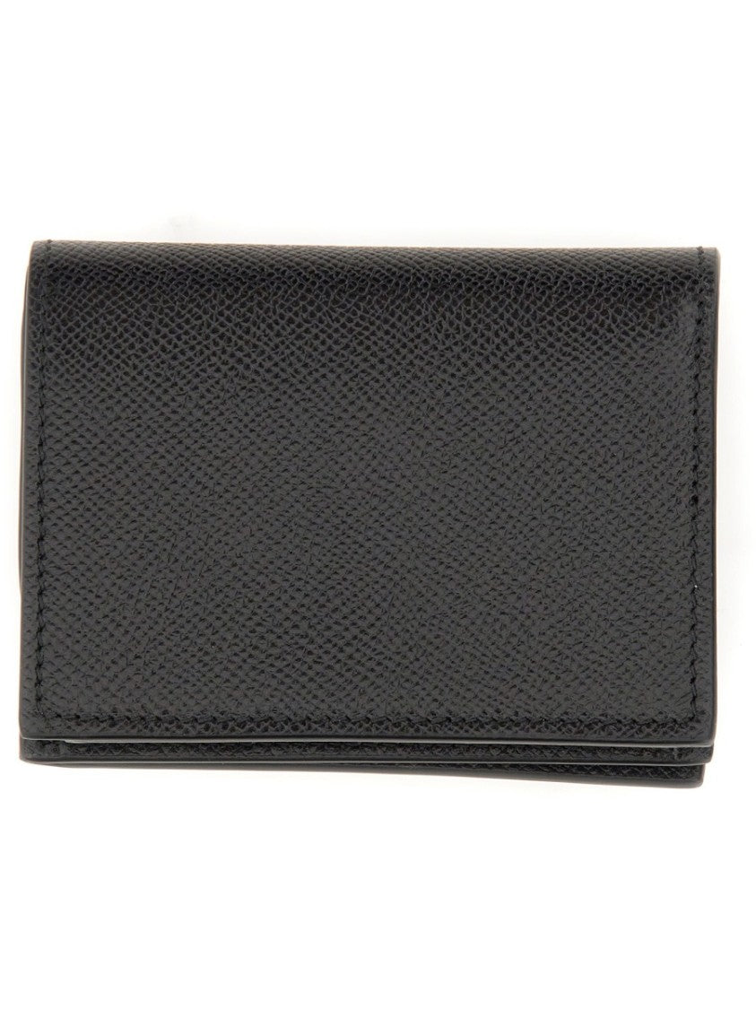 Ferragamo Compact Textured Wallet With Metallic Logo And Bow Detail