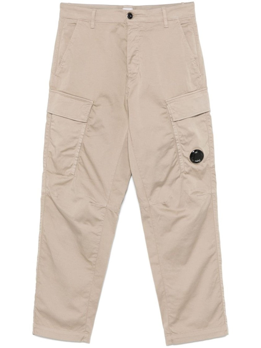 C.P. Company Cargo-Style Beige Trousers With Front Button Fastening And Utility Pockets