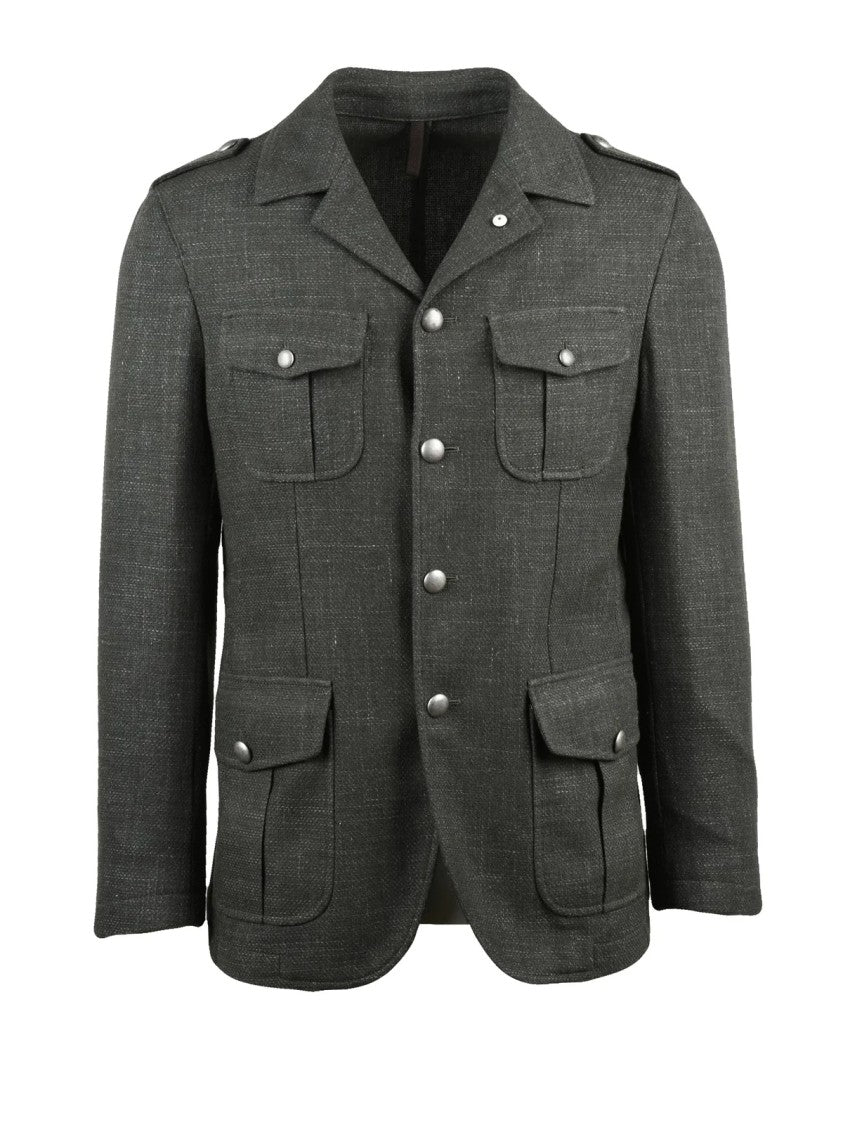 L.B.M. 1911 Military Blazer Jacket In Wool-Linen Blend With Utility Details