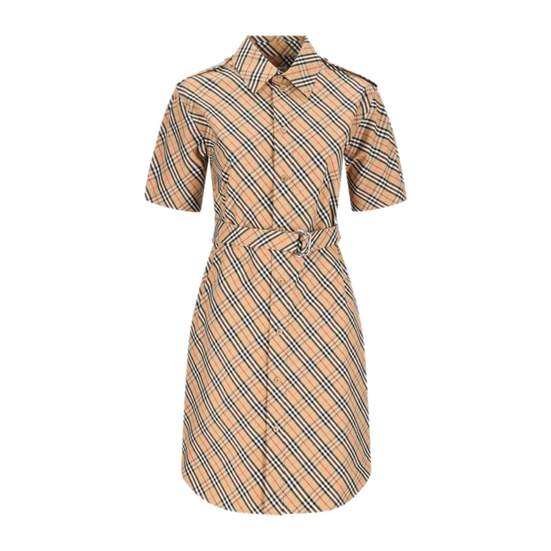 Burberry Classic Check Cotton Dress With Belted Waist