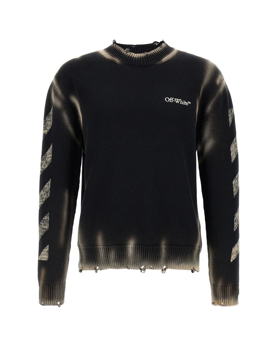 Off-White Faded Gradient Crewneck Sweatshirt With Embroidered Logo