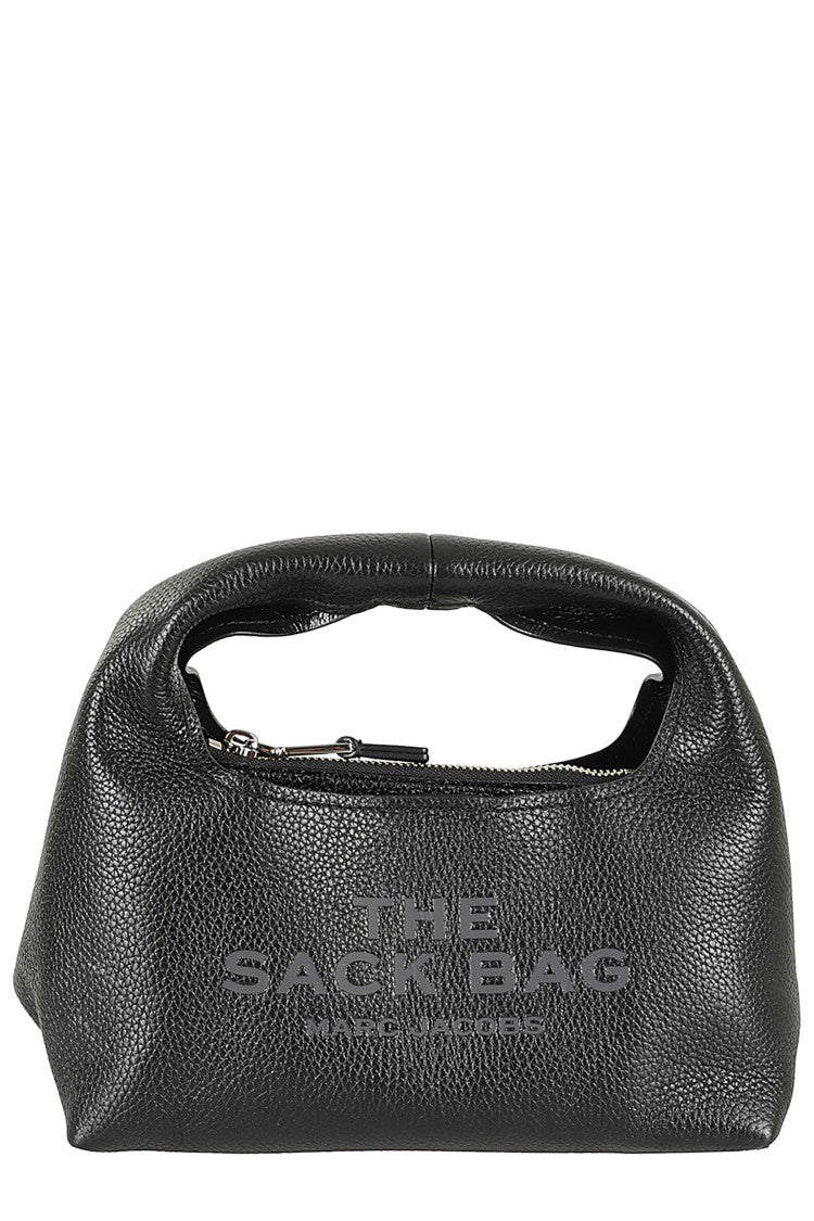 Marc Jacobs Black The Mini Sack Embossed Logo Leather Handbag