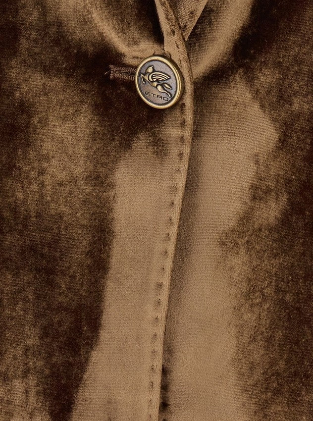 Etro Straight-Cut Velvet Jacket With Pegasus Motif
