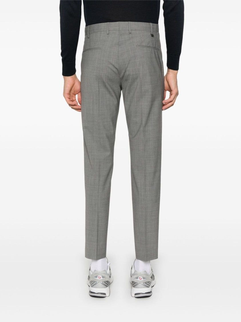 Pt Torino Cropped Slim Fit Dark Grey Tailored Trousers With Concealed Fastening