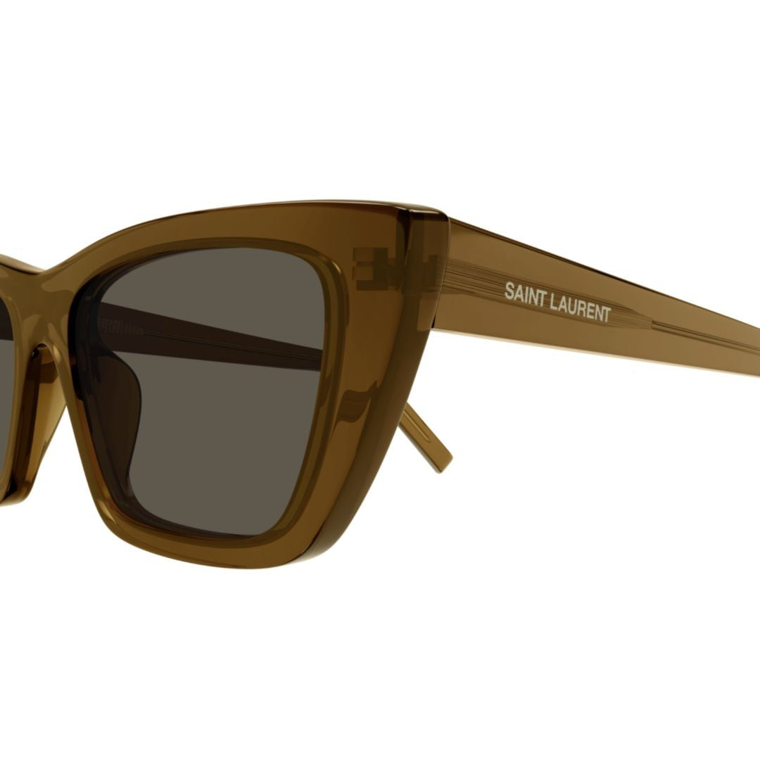 Saint Laurent Angular Cat-Eye Sunglasses In Translucent Brown