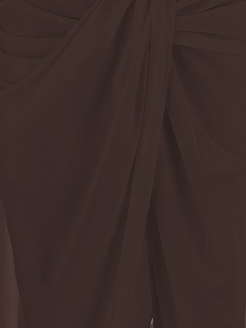 Jacquemus Draped Stretch Fabric Midi Skirt With Sheer Lining